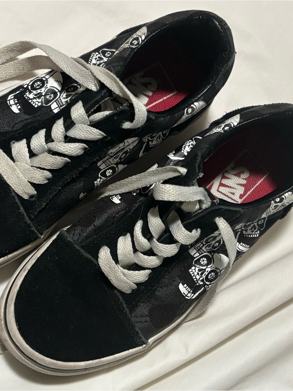 Vans Kids Old Skool Skull Print Sneakers Black White Size 12.5